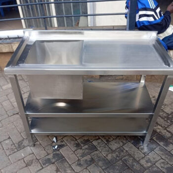 Single Stainless Steel Sink with 2 Under Shelves